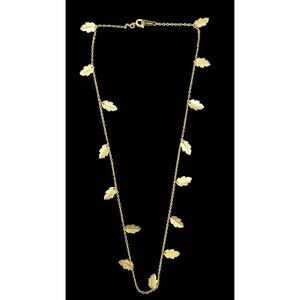 Vintage Avon Gold Tone Soft Leaf Choker Necklace 17" With Box 1983 Leaves Signed